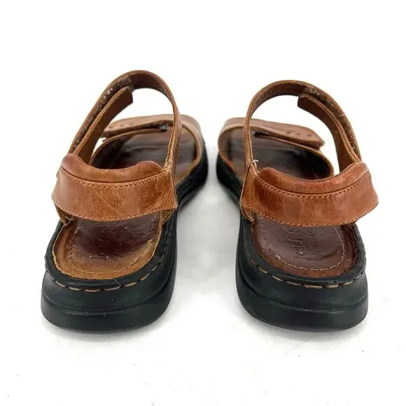 Josef Seibel Women's 8.5/39 Tan Leather Two Strap Flat Adjustable Summer Sandals - Picture 3 of 7